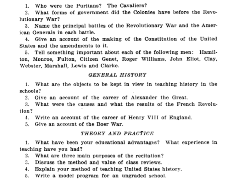 1904 Teacher Examination excerpt 1904 Teacher Examination excerpt